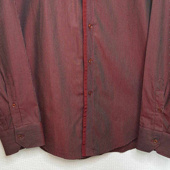 NEW Zara Men's XL 42 Burgundy Wine Pinstripe Shirt - Picture 5 of 8